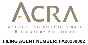 Accounting and Corporate Regulatory Authority (ACRA) Registered Filing Agent Badge
